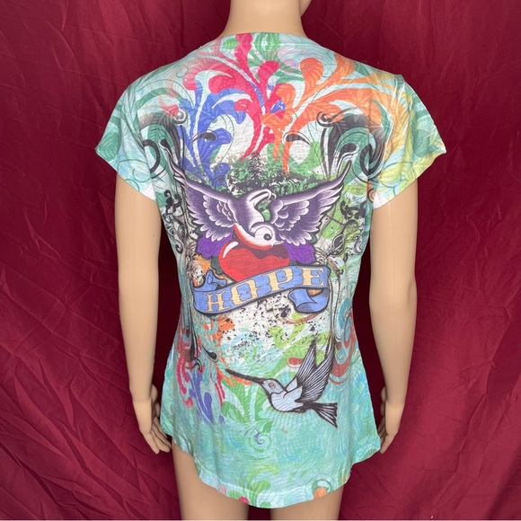 New Mix Y2K Retro Flash Tattoo Sparrow Hope Fitted Tee 2X - Picture 5 of 8